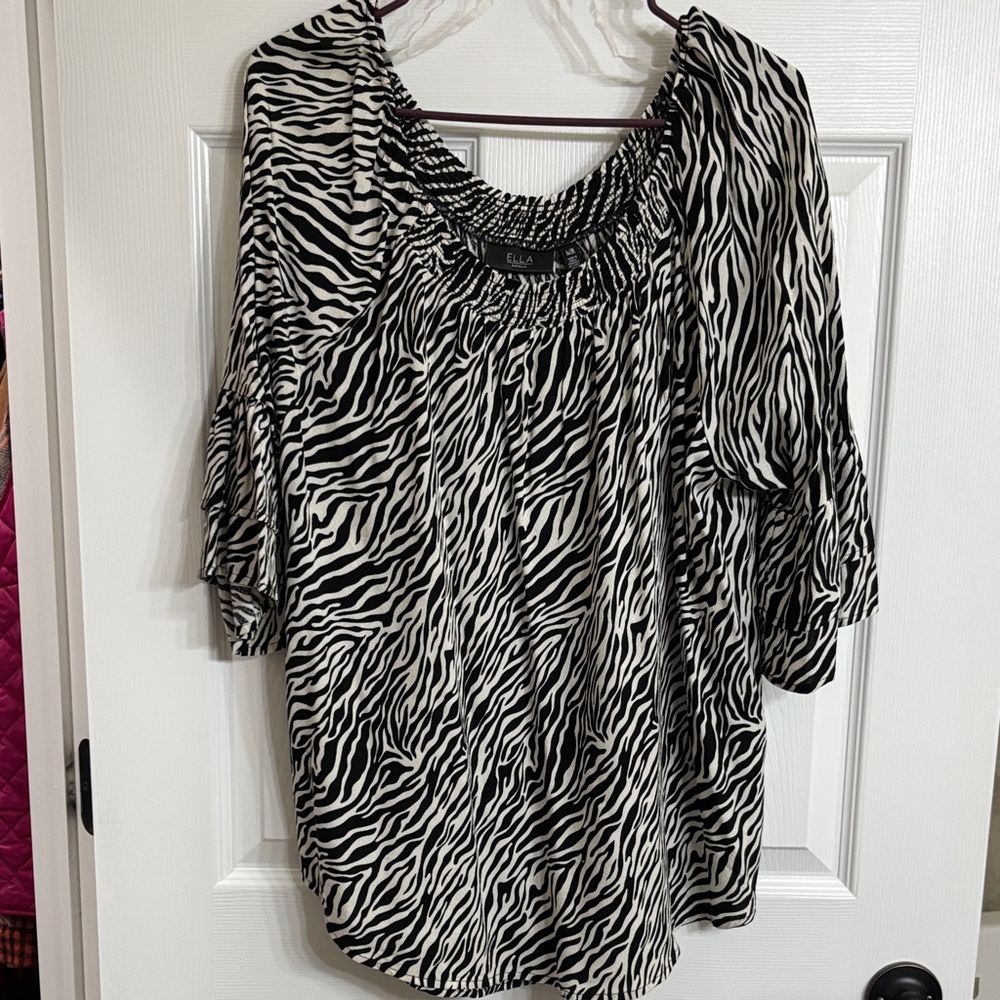 Ella Black and White Zebra Print Blouse